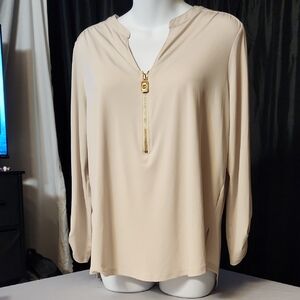 MICHAEL Michael Kors Beige Blouse with Gold Zipper
